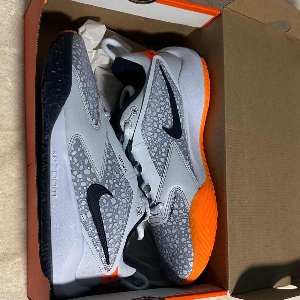 Nike Gray and Orange Sneakers with Black Accents